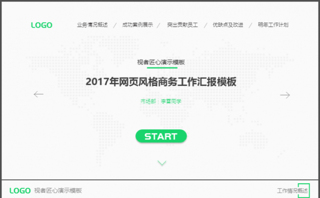 绿色小清新动态网页风商务工作汇报模板缩略图