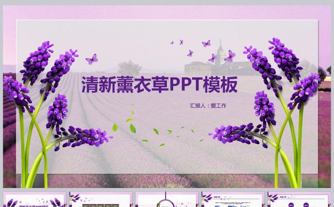 清新薰衣草PPT模板缩略图
