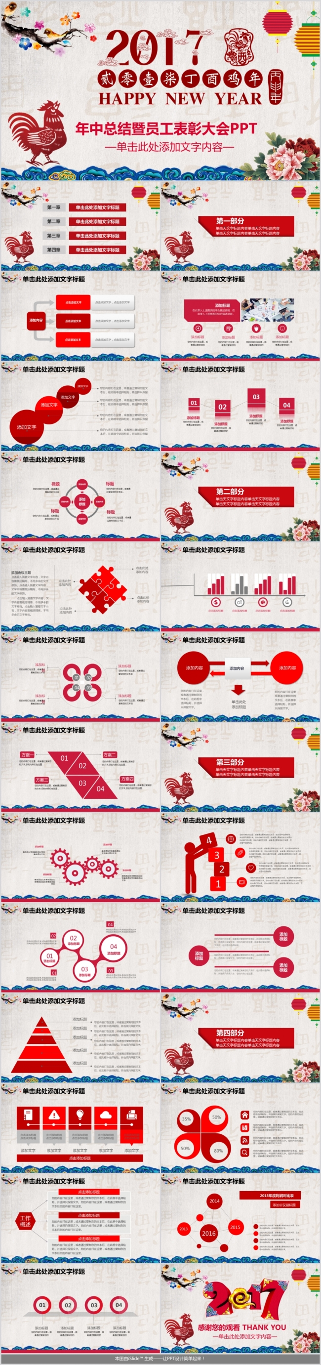 2017年年中总结和员工表彰大会PPT模板