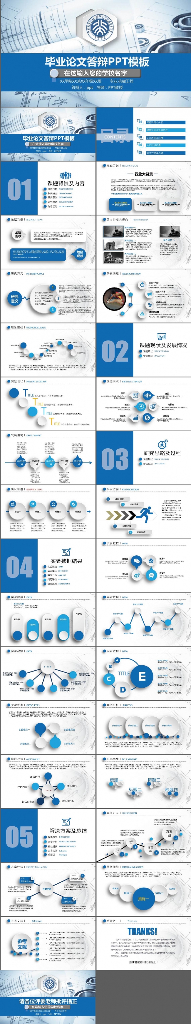 2017蓝色工科专业论文答辩开题报告PPT（含完整框架内容）