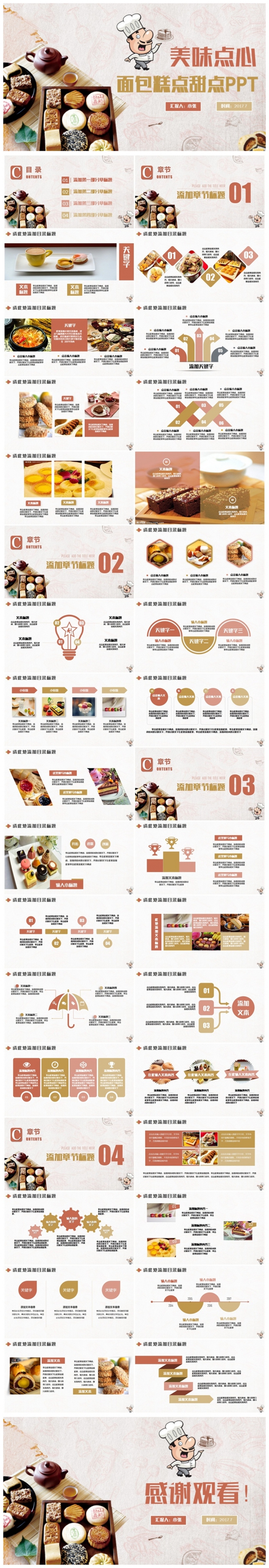 精致西点烘焙面包蛋糕点心糕点健康饮食PPT