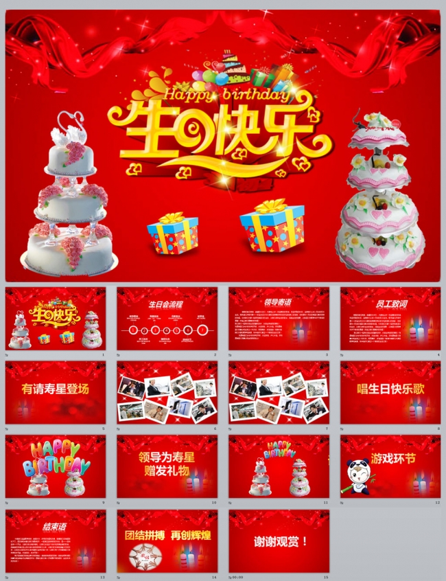 企业员工生日晚会PPT模板