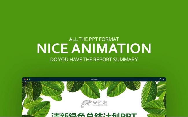 【壹德】创意绿叶 清新绿色环保节能 太阳能 总结计划PPT缩略图