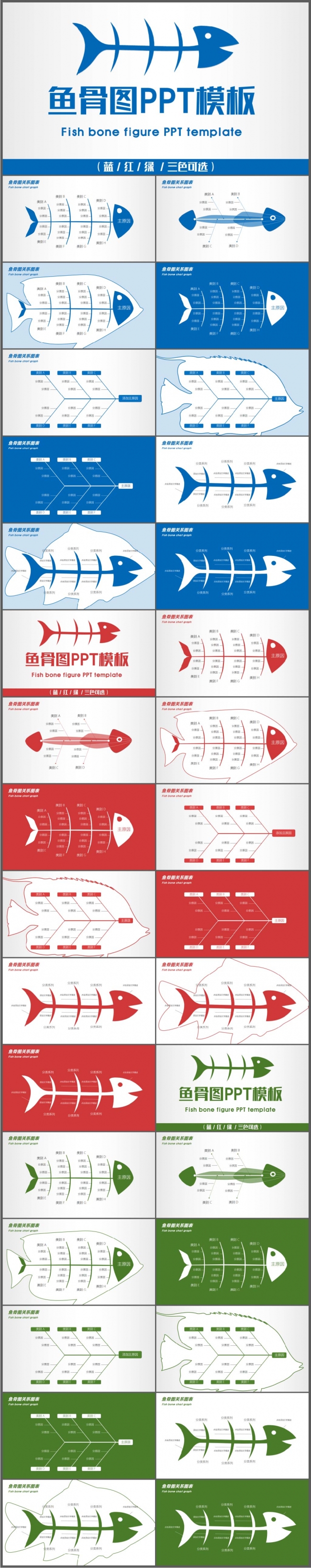 鱼骨图PPT品管圈因果图石川图QC图表