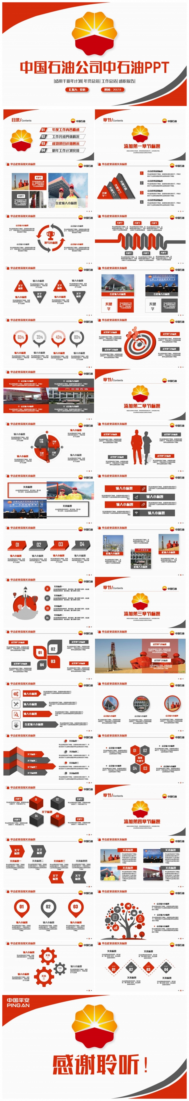 完整简约中国石油公司中石油工作PPT