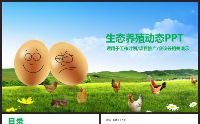 绿色原生态养殖养鸡ppt动态模板缩略图