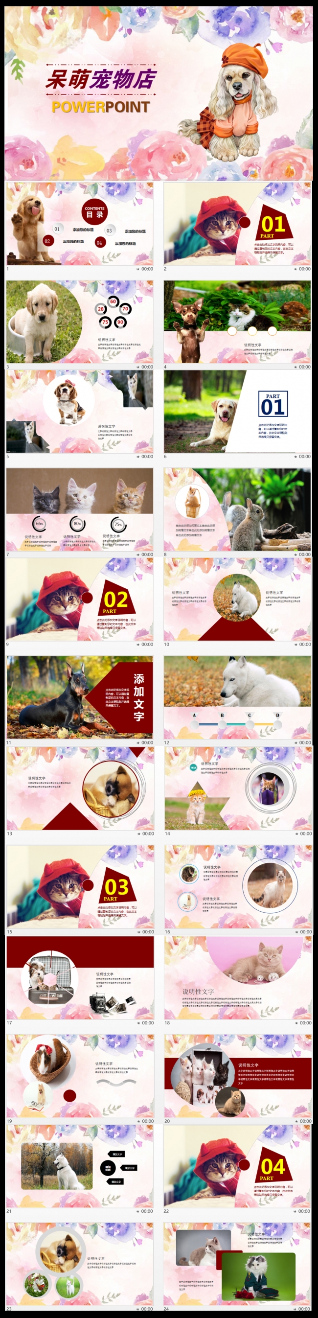 【可爱宠物】宠物加盟宠物行业宠物医院PPT模板