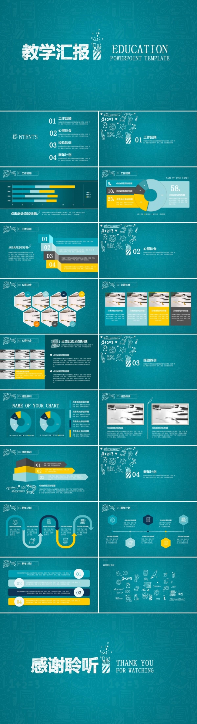 框架完整教育教学汇报教师说课演讲培训工作报告ppt模板