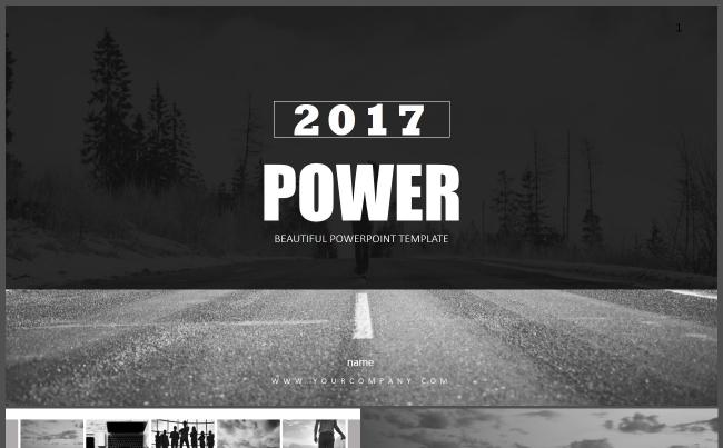 2017黑灰色炫酷时尚商务通用ppt模板缩略图