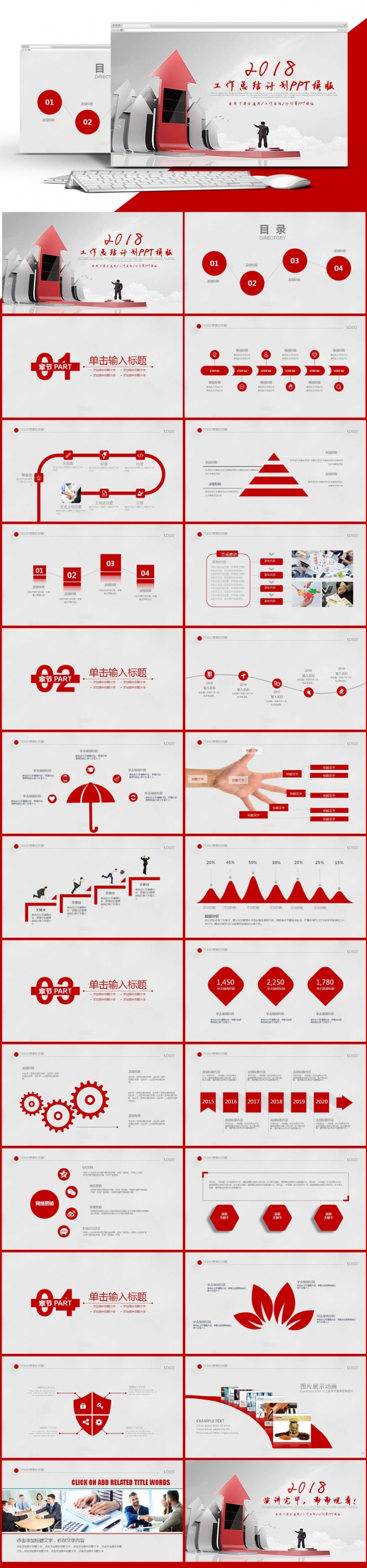 2018人事部行政部年终总结新年计划工作总结PPT模版