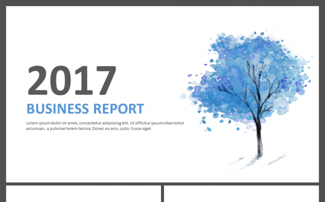 2017蓝色抽象水彩树简约欧美风工作总结计划汇报PPT模板缩略图