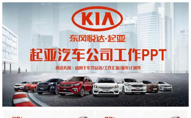 动感简约起亚汽车公司汽车销售PPT缩略图
