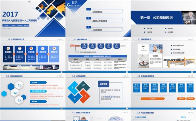 蓝色战略性人力资源规划总结汇报PPT模板缩略图