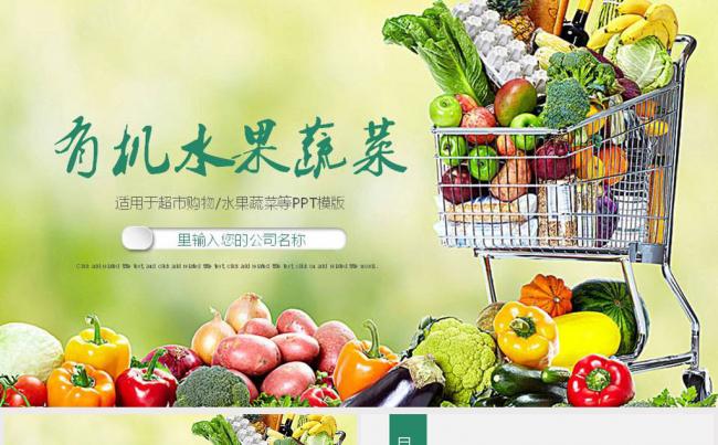 绿色有机蔬菜健康养生蔬果生鲜介绍PPT模版缩略图