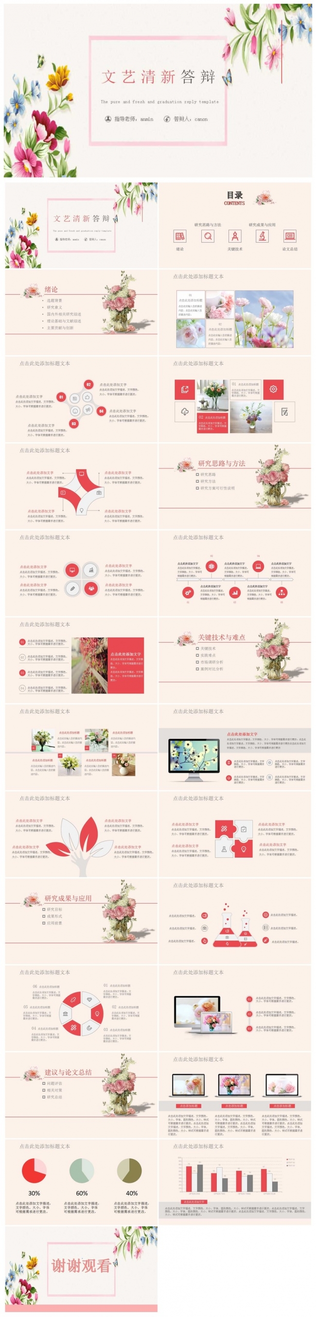 唯美小清新毕业论文答辩PPT