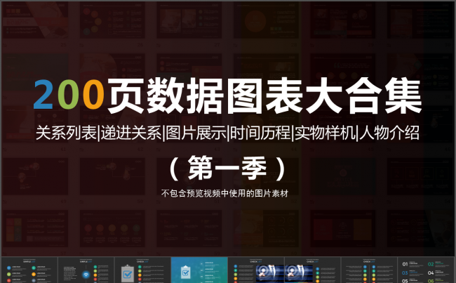 200页彩色扁平化微立体数据图表大合集动态ppt第一季缩略图