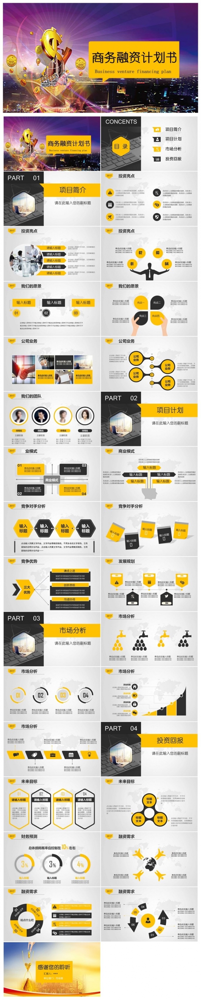商业创业融资计划书PPT模板