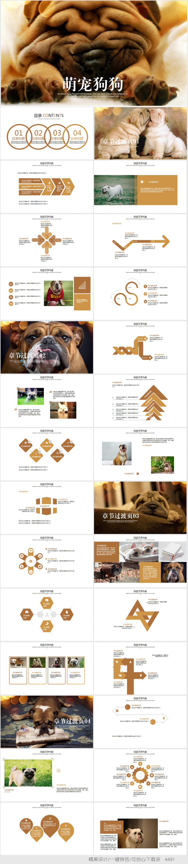 萌翻了可爱萌狗宠物ppt动态模板