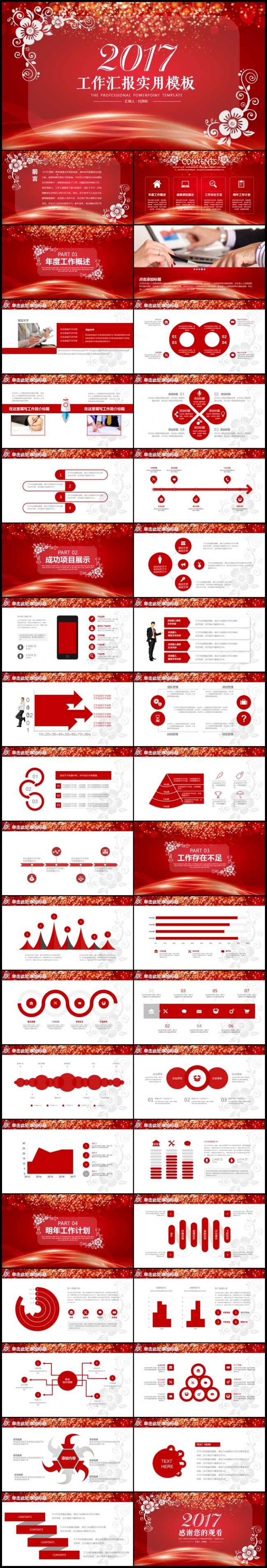 红色中国风商务总结汇报述职报告2017工作计划PPT