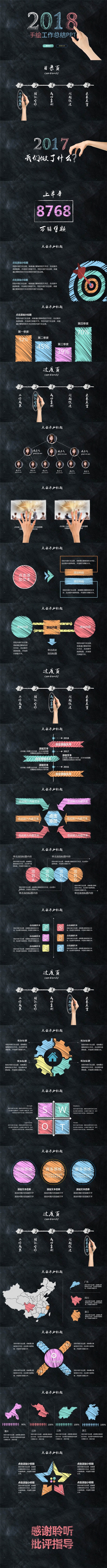 2018创意手绘风格商务动态ppt模板