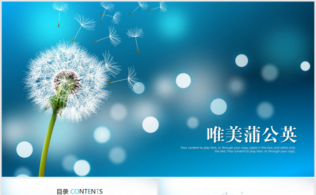 放心梦想蓝色蒲公英教学ppt动态模板缩略图