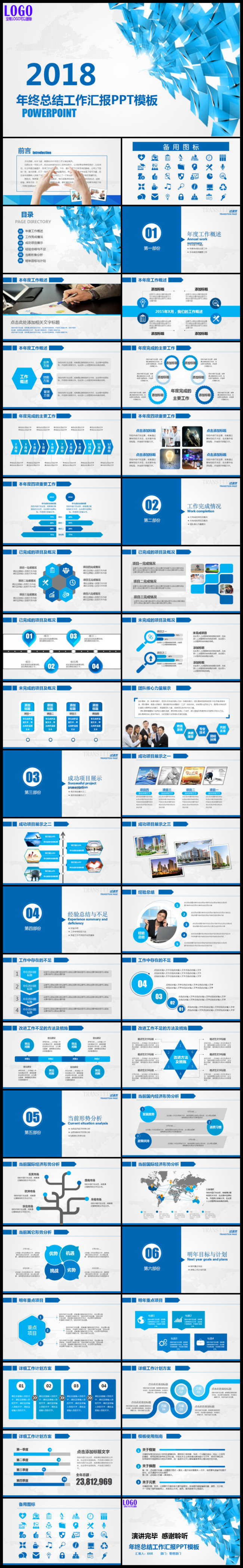 商务总结季度汇报月度报告2018工作计划PPT