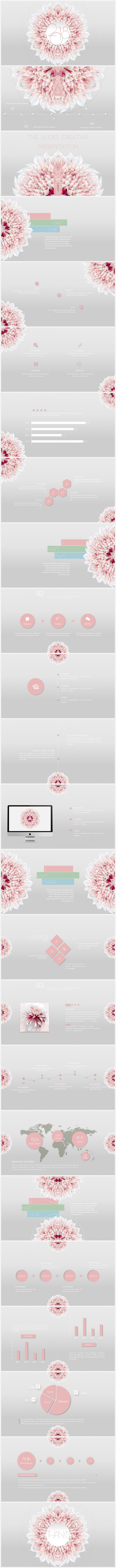唯美文艺淡雅3D立体手绘花朵PPT