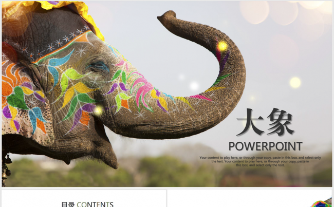 彩绘泰国大象ppt动态模板缩略图
