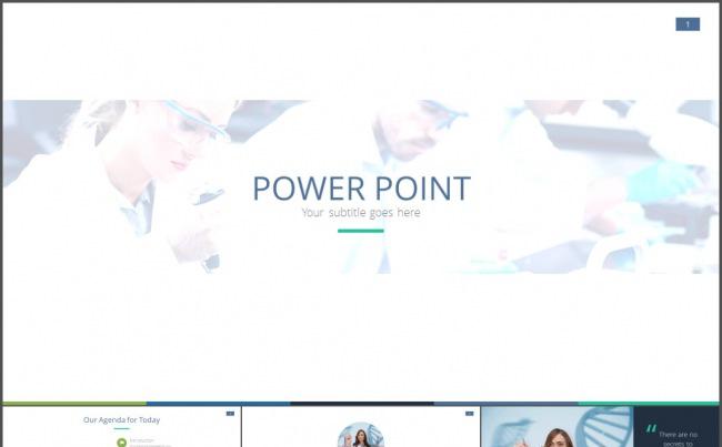 蓝绿色扁平医疗行业通用PPT模板缩略图