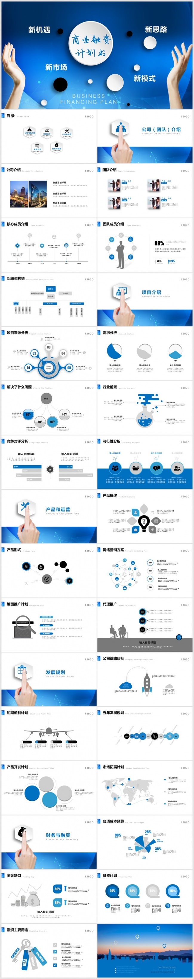 商业计划书PPT模板 融资计划书ppt 公司简介 入职培训