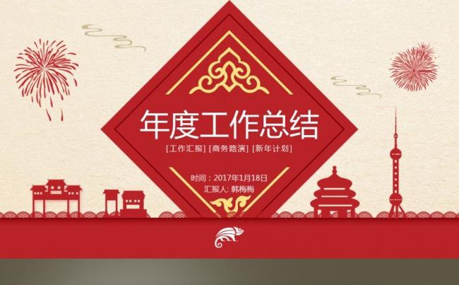【最光阴】2017红色创意剪纸元素年度总结营销计划PPT模板缩略图