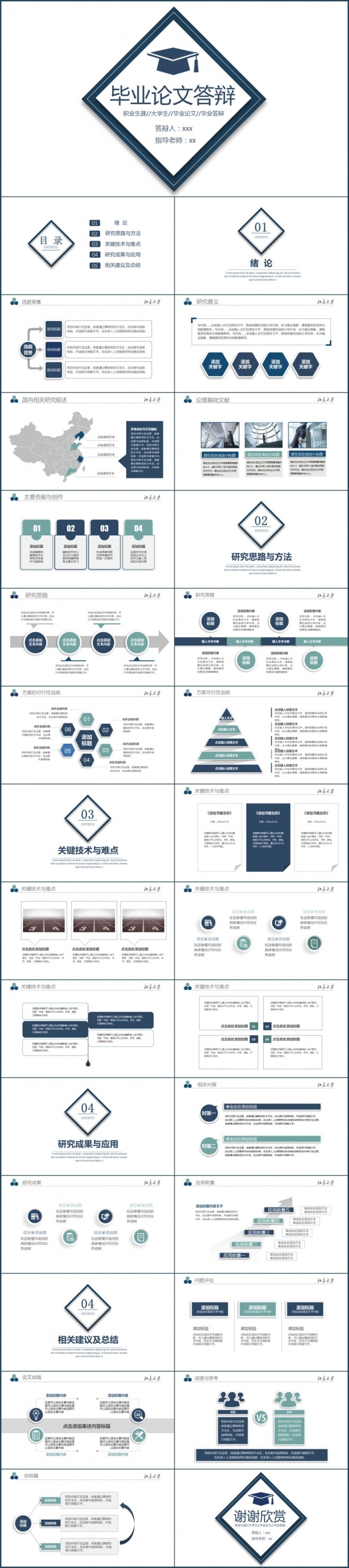 方框简约韩式毕业答辩毕业论文ppt模板