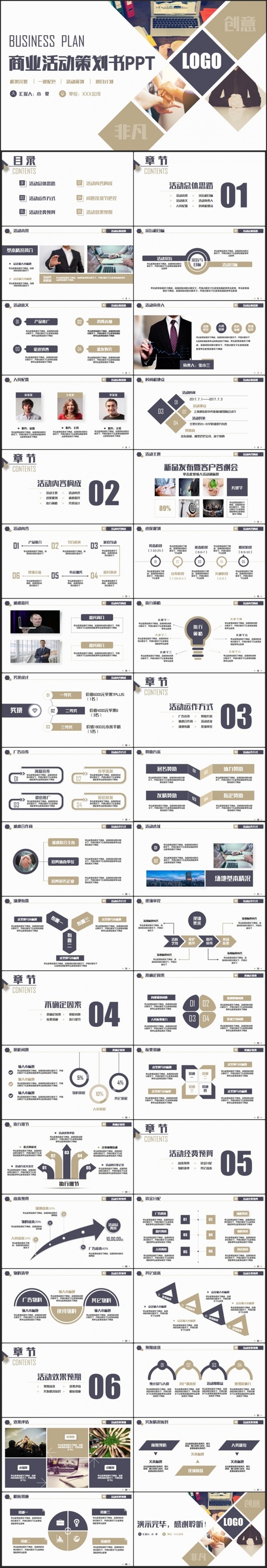 完整简约商业活动策划书企划案2017工作计划PPT