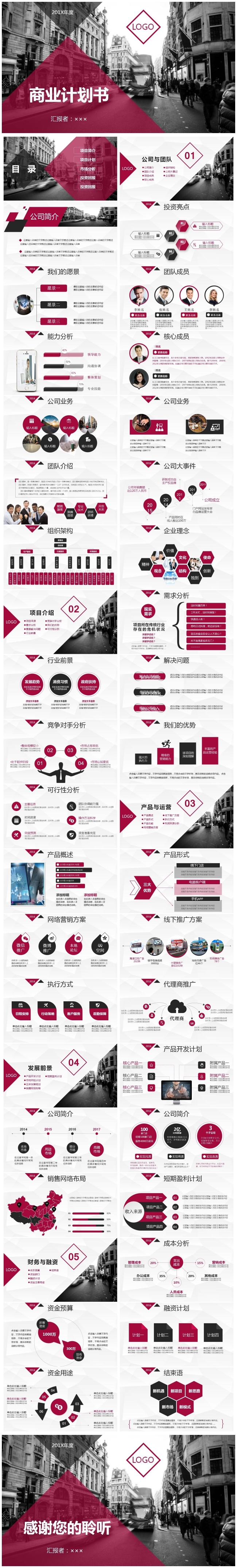 紫色创意大气简约众筹金融商业融资创业计划书