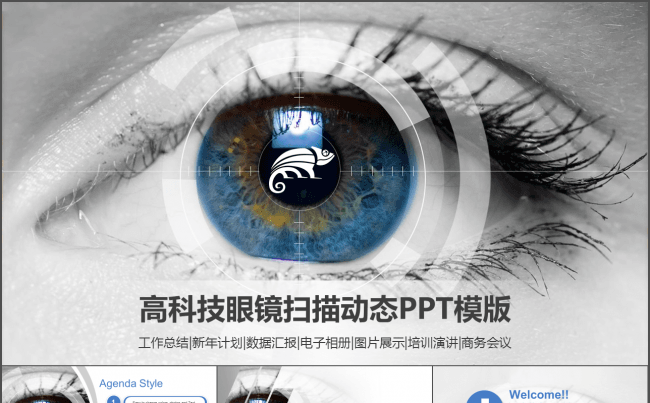 现代高科技扫描眼睛互联网大数据工作总结计划书PPT模版缩略图