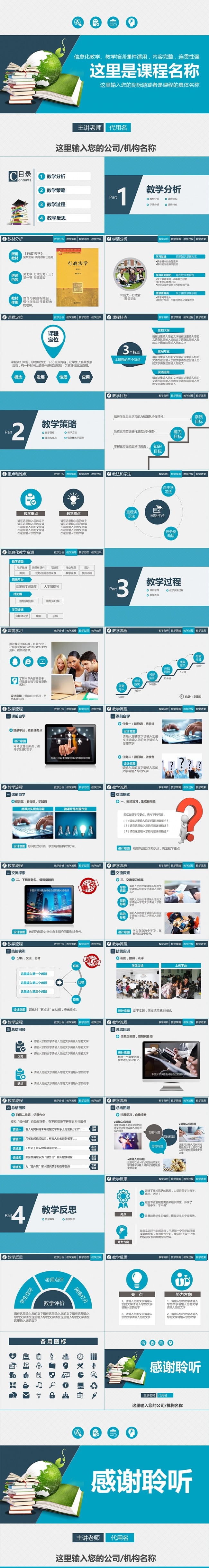 2017信息化教学设计教师说听课PPT模板