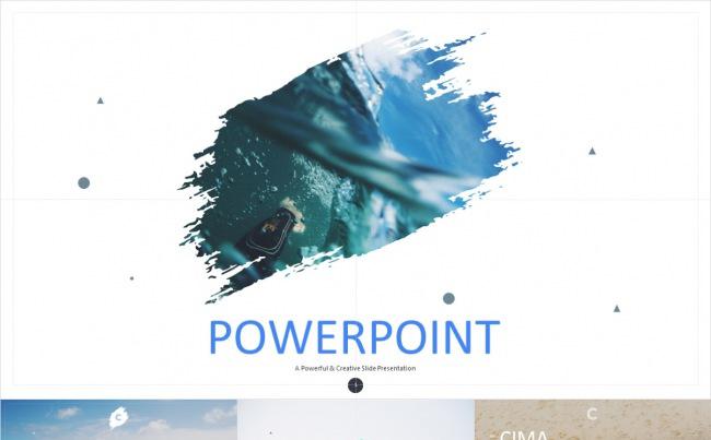 蓝色水墨画笔动感通用PPT模板缩略图