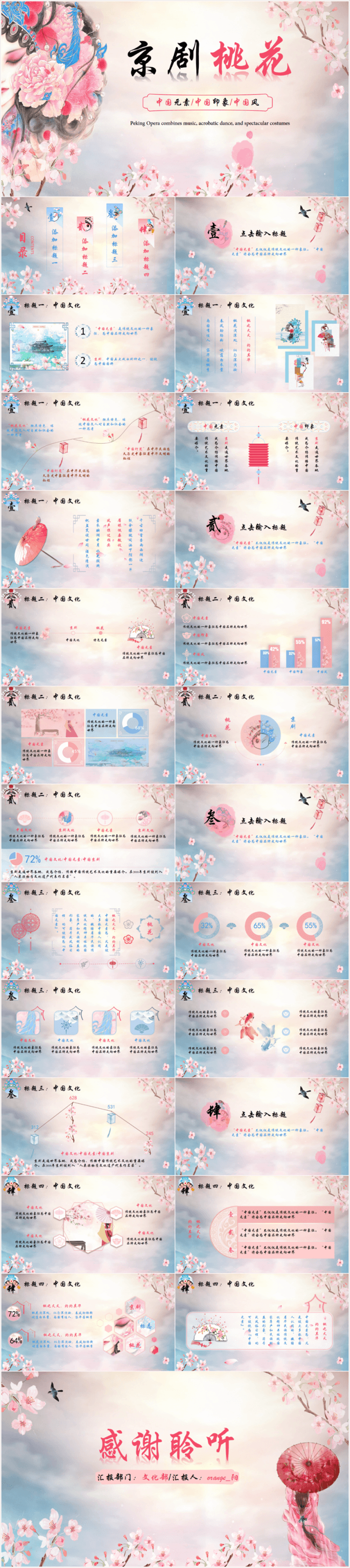 【中国风-京剧桃花】创意古典艺术通用模板