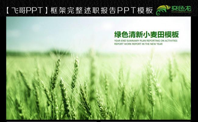 绿色清新小麦田ppt缩略图