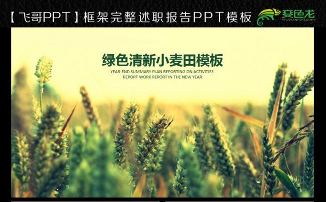 蓝色唯美微立体商务ppt绿色清新小麦田缩略图