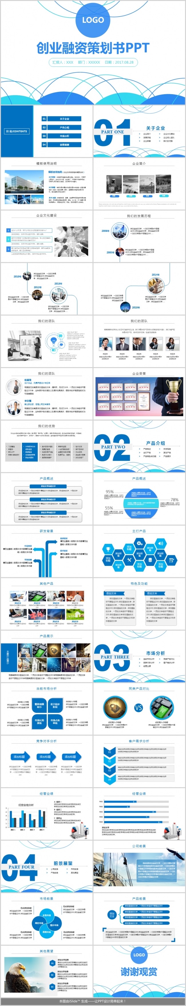 2018年商务工作企业介绍创业融资策划书PPT