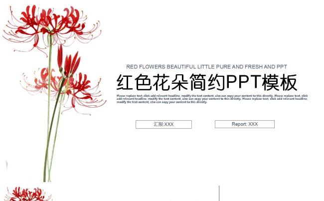 红色花朵简约PPT模板缩略图