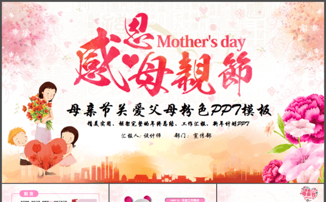温馨亲情母爱感恩母亲妈妈祝寿生日母亲节PPT模板缩略图