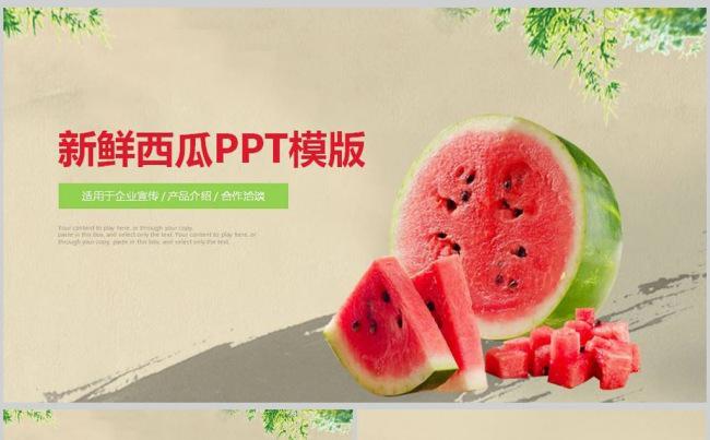 绿色清新西瓜种植产品介绍PPT模板缩略图