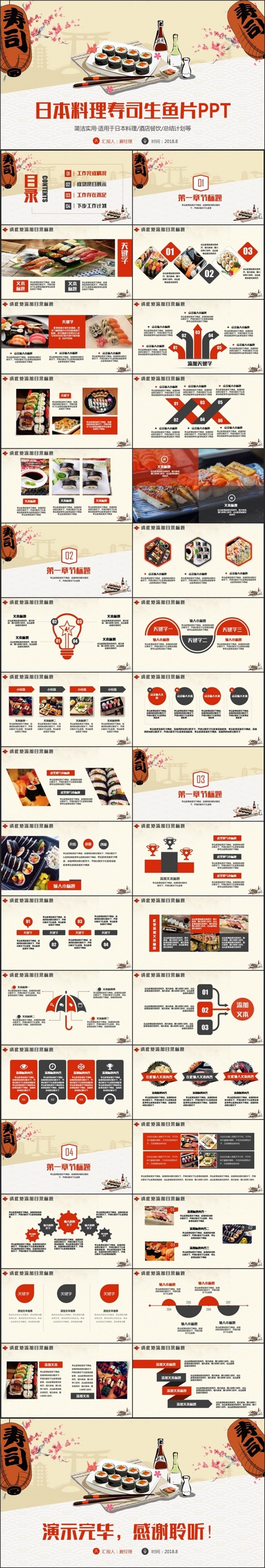 精致日本料理寿司生鱼片日式餐厅餐饮酒店刺身PPT