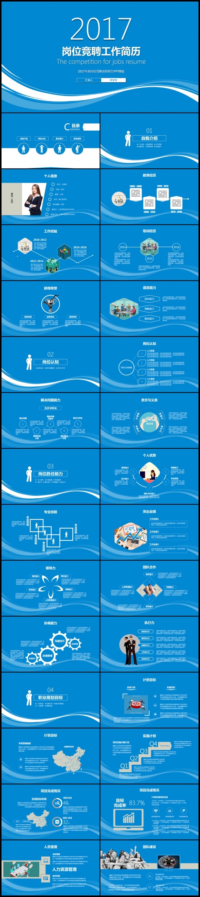 2017工作总结汇报个人简历岗位竞聘求职入职培训ppt