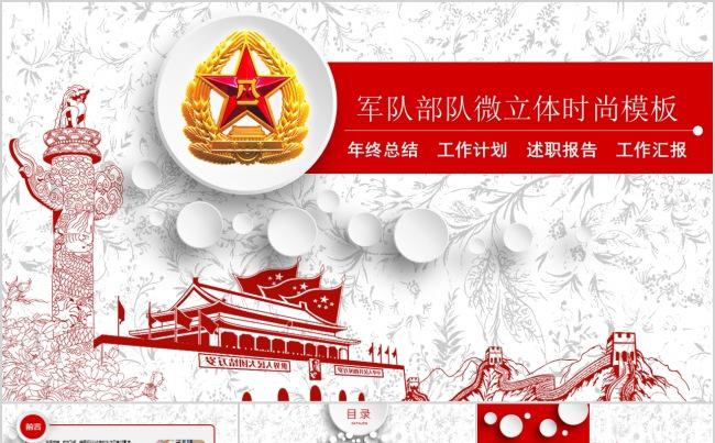 八一军队部队时尚微立体模板缩略图