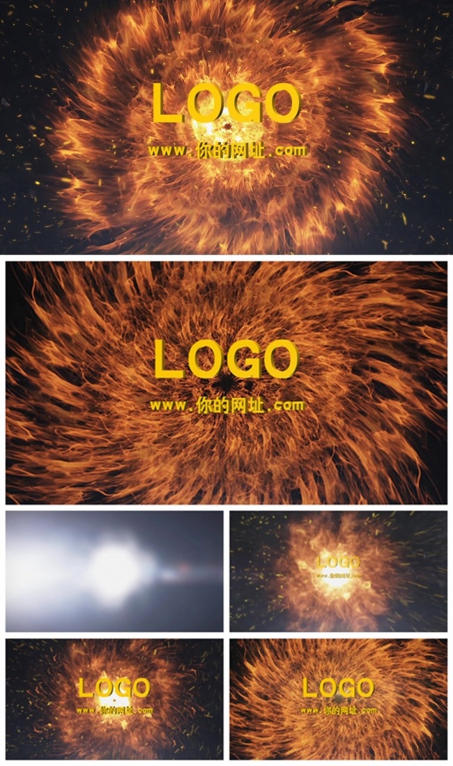 震撼大气火焰爆炸特效logo演绎动态PPT模板