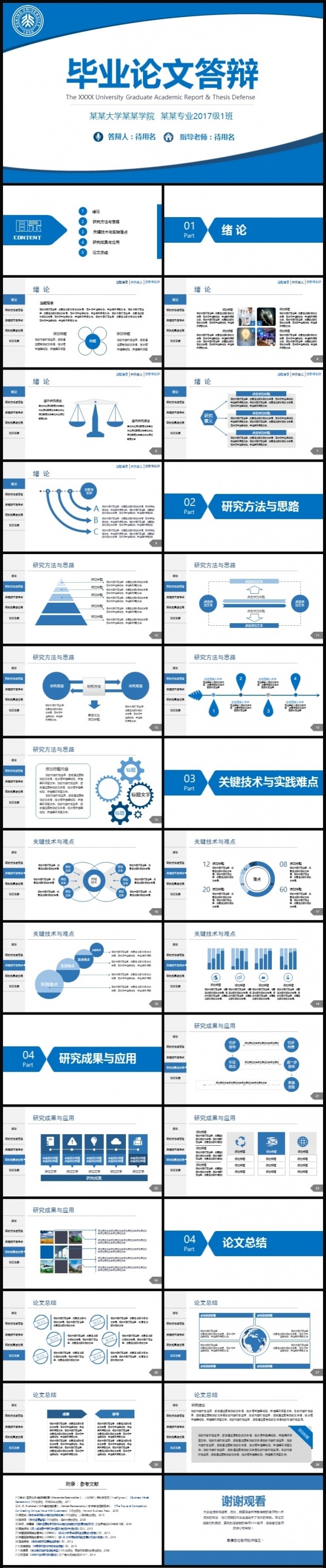 蓝色稳重毕业论文答辩毕业答辩开题报告ppt动态模板