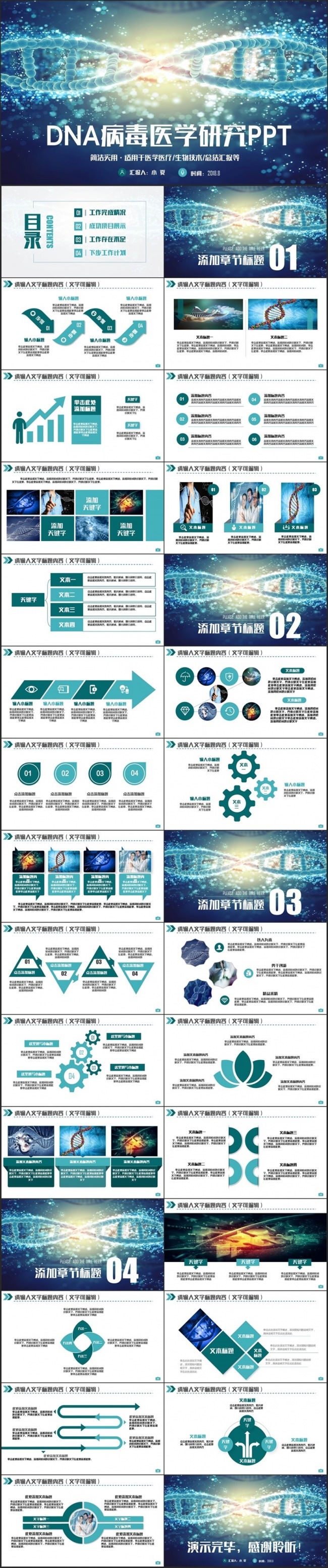 动感时尚DNA病毒急医学救医疗生物研究PPT